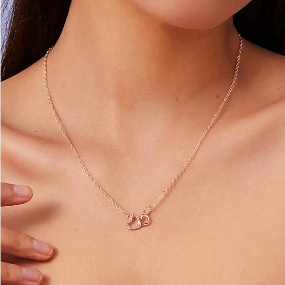 ⚠️Clearance Rose Gold Rhinestone Heart Charm Necklace SS